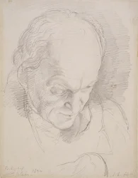 Porträt von William Blake (1757-1827), nach vorne gelehnt, 1820